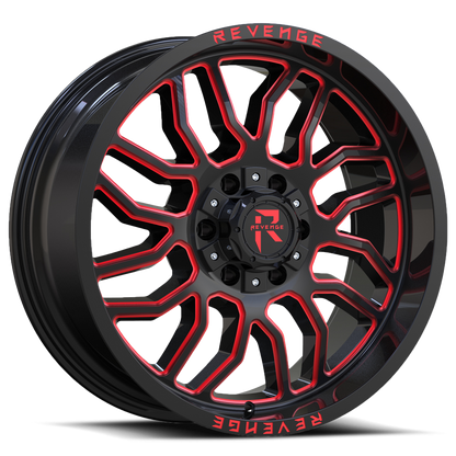 REVENGE OFFROAD RV205 20X9 12 5X139.7/5X150 BLACK RED MILLED