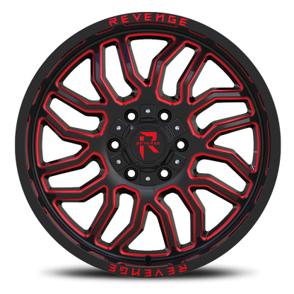 REVENGE OFFROAD RV205 20X9 12 8X180 BLACK RED MILLED