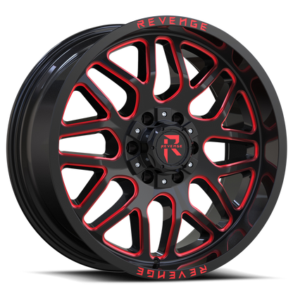 REVENGE OFFROAD RV206 20X12 -44 5X127/5X139.7 BLACK RED MILLED