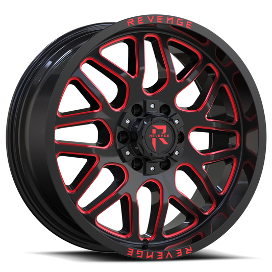 REVENGE OFFROAD RV206 20X9 12 8X180 BLACK RED MILLED