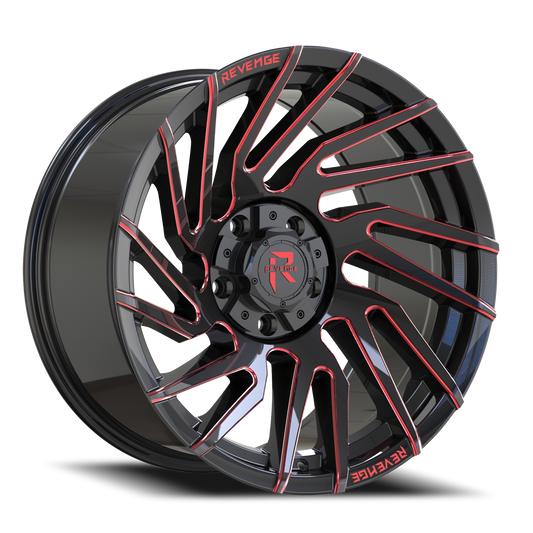 REVENGE OFFROAD RV207 24X10 -19 5X127/5X139.7 BLACK RED MILLED