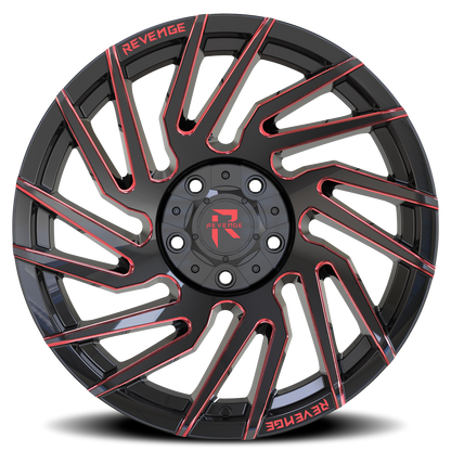 REVENGE OFFROAD RV207 24X10 -19 5X127/5X139.7 BLACK RED MILLED