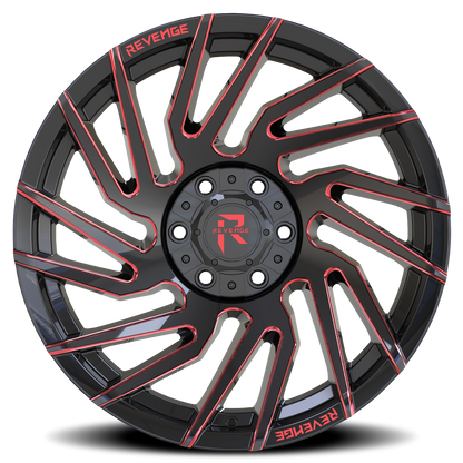 REVENGE OFFROAD RV207 24X10 -19 6X135/6X139.7 BLACK RED MILLED