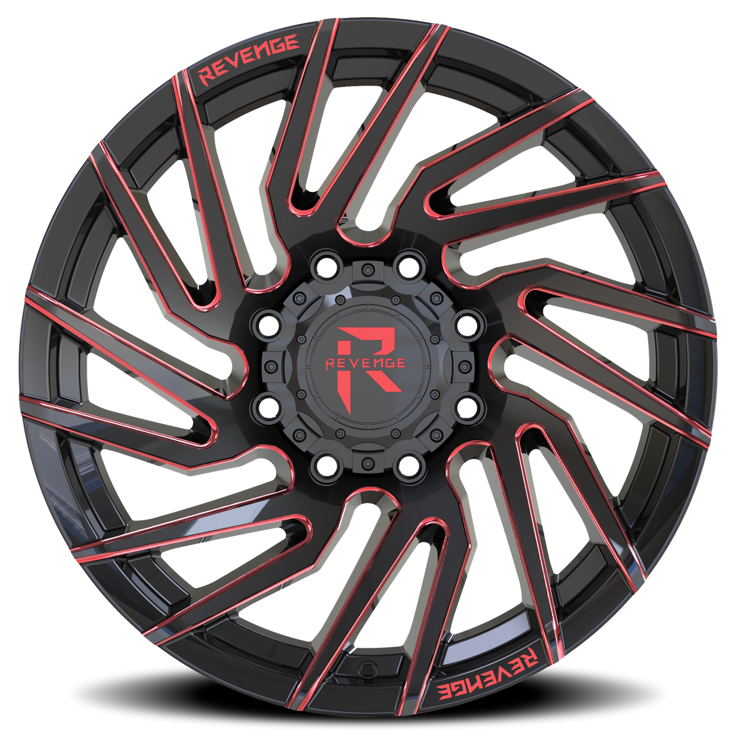 REVENGE OFFROAD RV207 20X9 0 8X180 BLACK RED MILLED