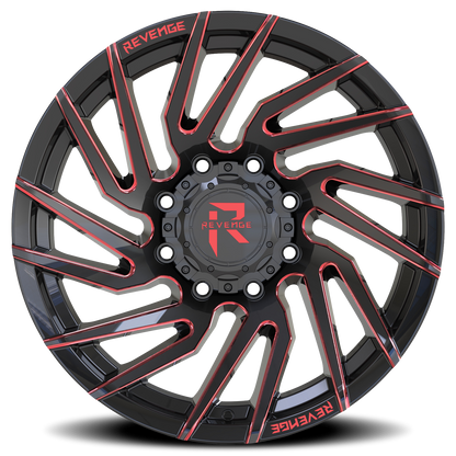 REVENGE OFFROAD RV207 20X9 0 8X180 BLACK RED MILLED