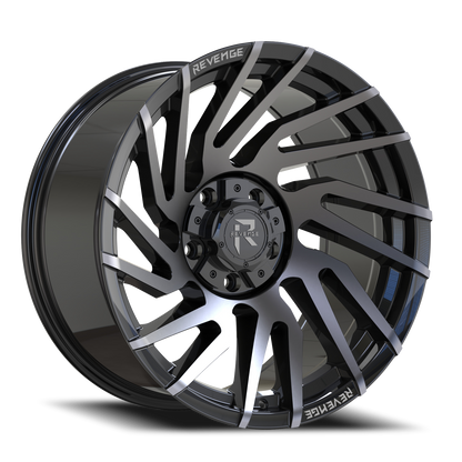 REVENGE OFFROAD RV207 20X10 -19 5X127/5X139.7 GLOSS BLACK MACHINED TITANIUM DOUBLE DARK TINT
