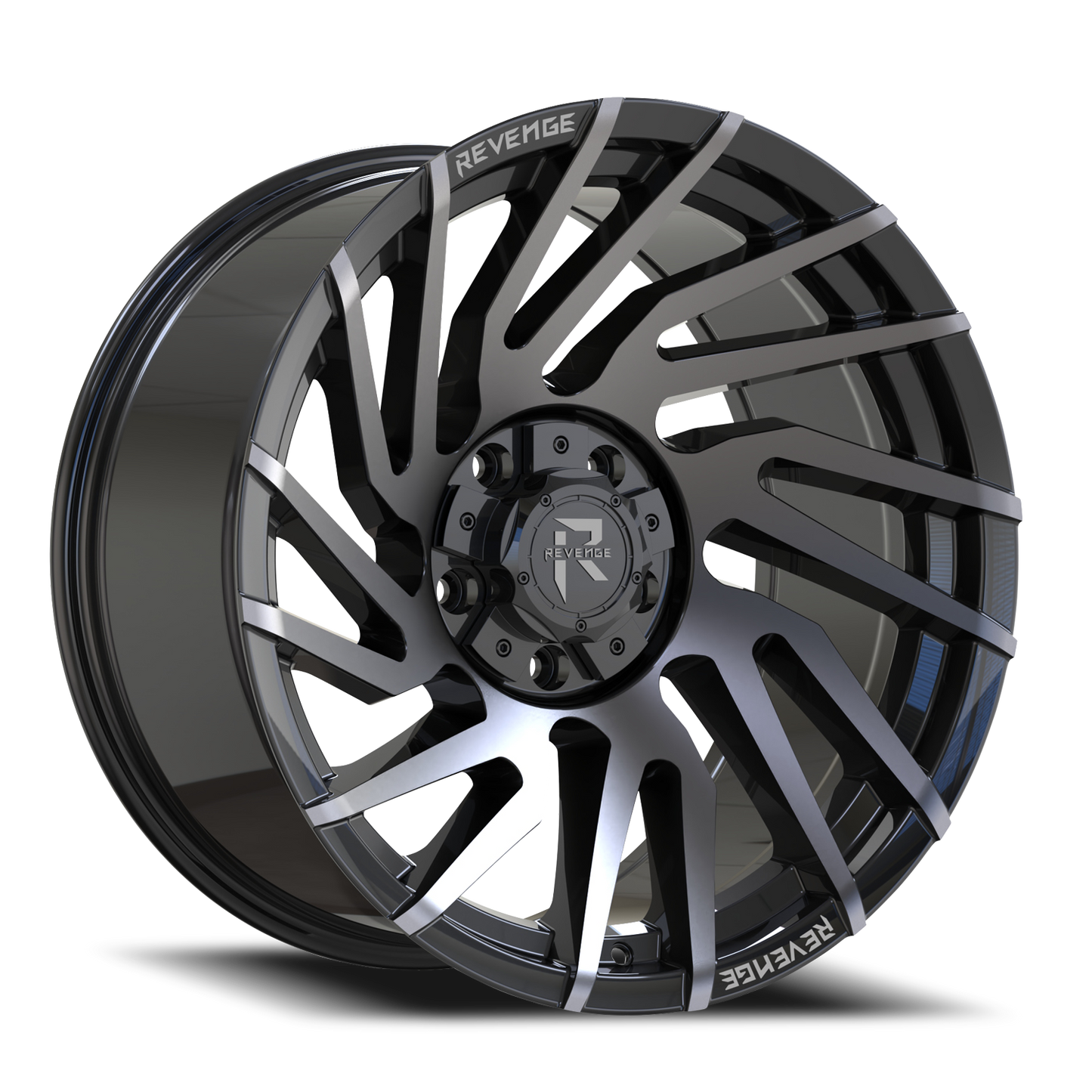 REVENGE OFFROAD RV207 24X10 -19 5X127/5X139.7 GLOSS BLACK MACHINED TITANIUM DOUBLE DARK TINT