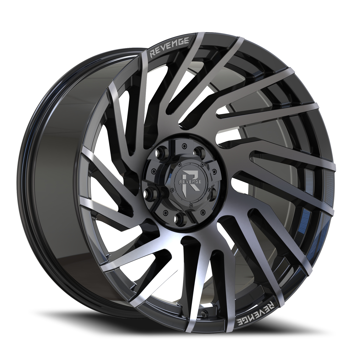 REVENGE OFFROAD RV207 24X10 -19 5X127/5X139.7 GLOSS BLACK MACHINED TITANIUM DOUBLE DARK TINT