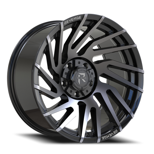 REVENGE OFFROAD RV207 24X10 -19 5X127/5X139.7 GLOSS BLACK MACHINED TITANIUM DOUBLE DARK TINT