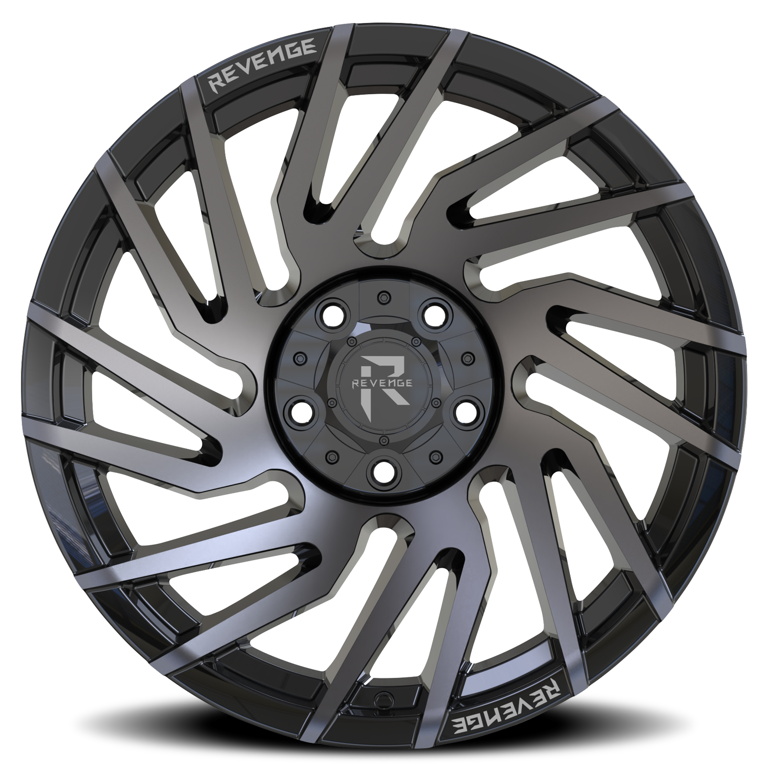 REVENGE OFFROAD RV207 22X10 -19 5X127/5X139.7 GLOSS BLACK MACHINED TITANIUM DOUBLE DARK TINT
