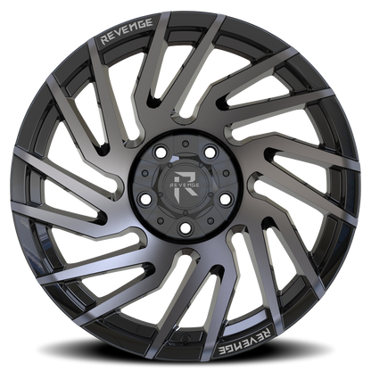 REVENGE OFFROAD RV207 22X10 -19 5X127/5X139.7 GLOSS BLACK MACHINED TITANIUM DOUBLE DARK TINT