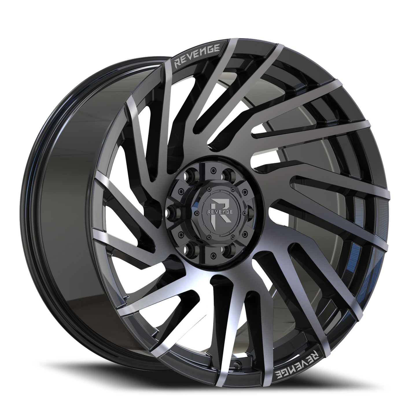 REVENGE OFFROAD RV207 20X9 0 6X135/6X139.7 GLOSS BLACK MACHINED TITANIUM DOUBLE DARK TINT