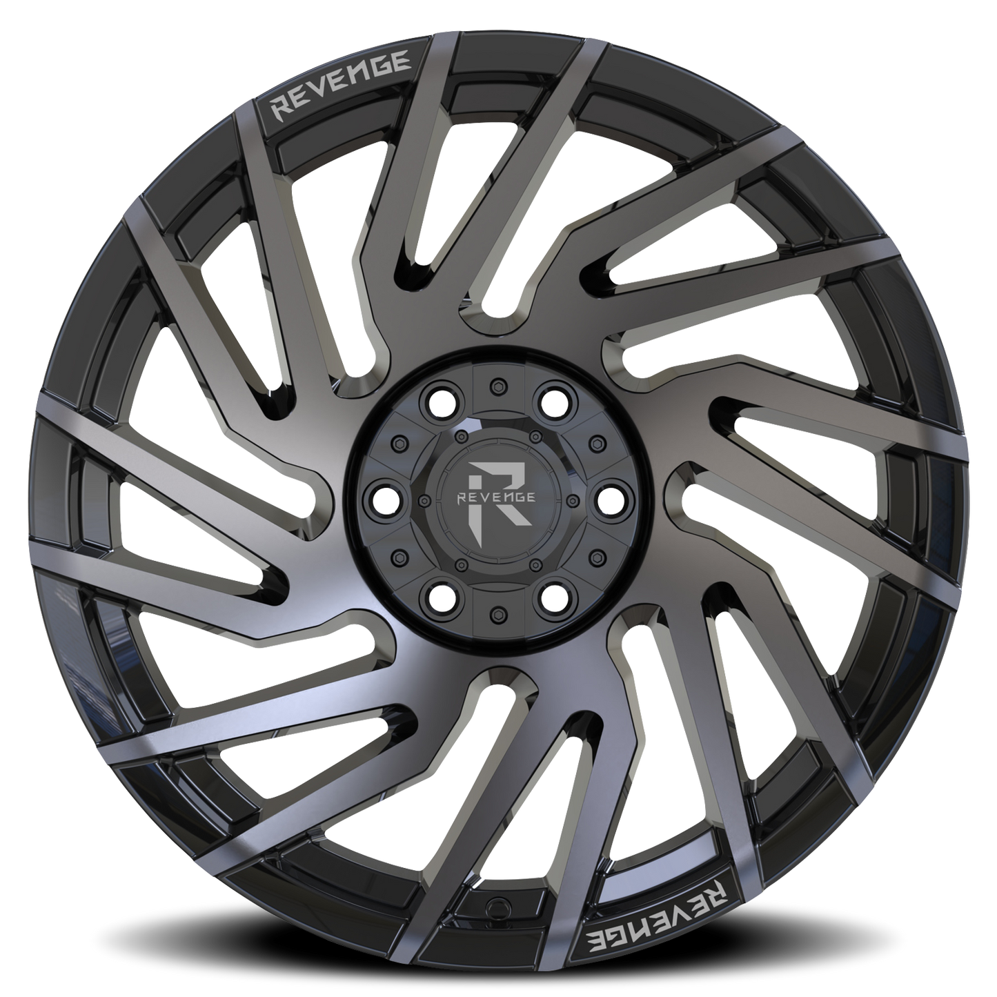 REVENGE OFFROAD RV207 24X10 -19 6X135/6X139.7 GLOSS BLACK MACHINED TITANIUM DOUBLE DARK TINT
