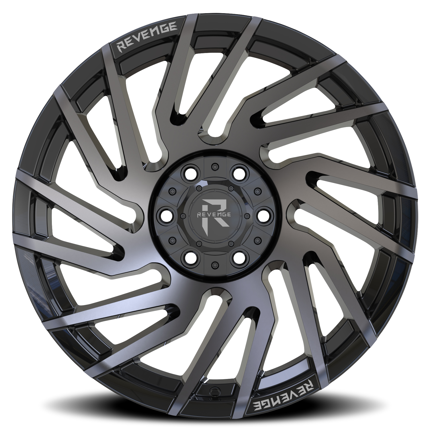 REVENGE OFFROAD RV207 24X10 -19 6X135/6X139.7 GLOSS BLACK MACHINED TITANIUM DOUBLE DARK TINT