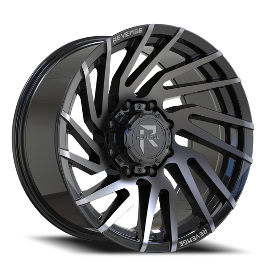 REVENGE OFFROAD RV207 22X10 -19 8X180 GLOSS BLACK MACHINED TITANIUM DOUBLE DARK TINT
