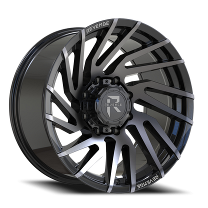REVENGE OFFROAD RV207 20X9 0 8X165.1 GLOSS BLACK MACHINED TITANIUM DOUBLE DARK TINT