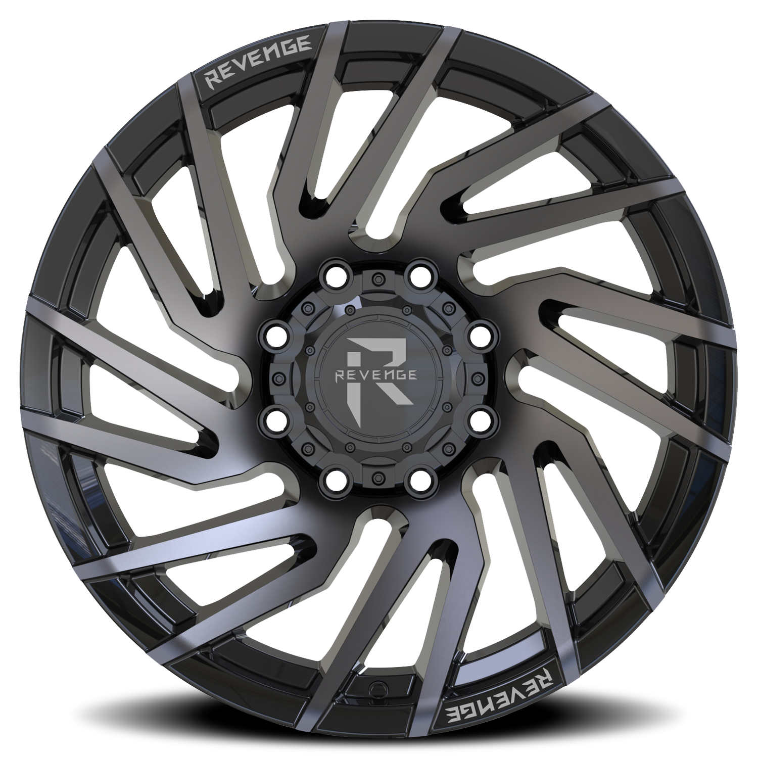REVENGE OFFROAD RV207 20X9 0 8X165.1 GLOSS BLACK MACHINED TITANIUM DOUBLE DARK TINT