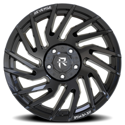 REVENGE OFFROAD RV207 20X9 0 5X127/5X139.7 GLOSS BLACK RIVETS