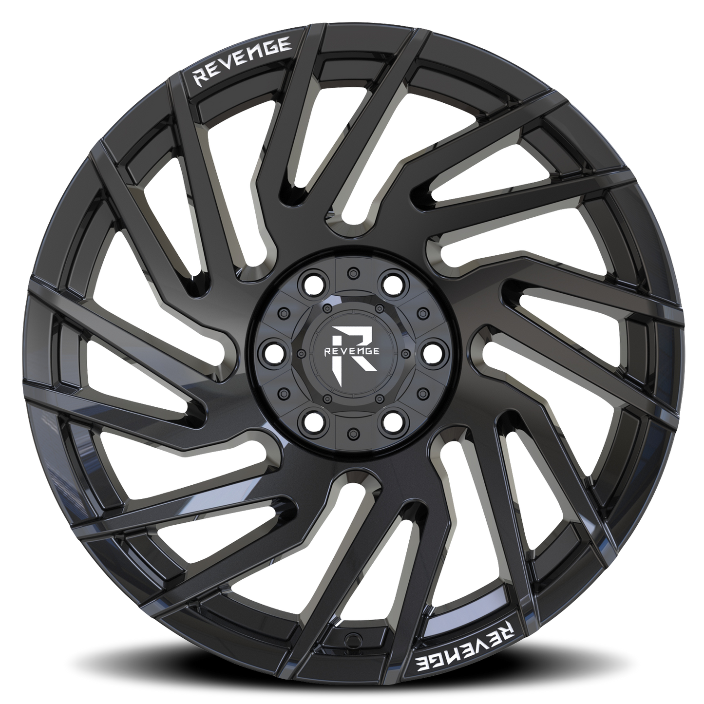 REVENGE OFFROAD RV207 22X10 -19 6X135/6X139.7 GLOSS BLACK RIVETS