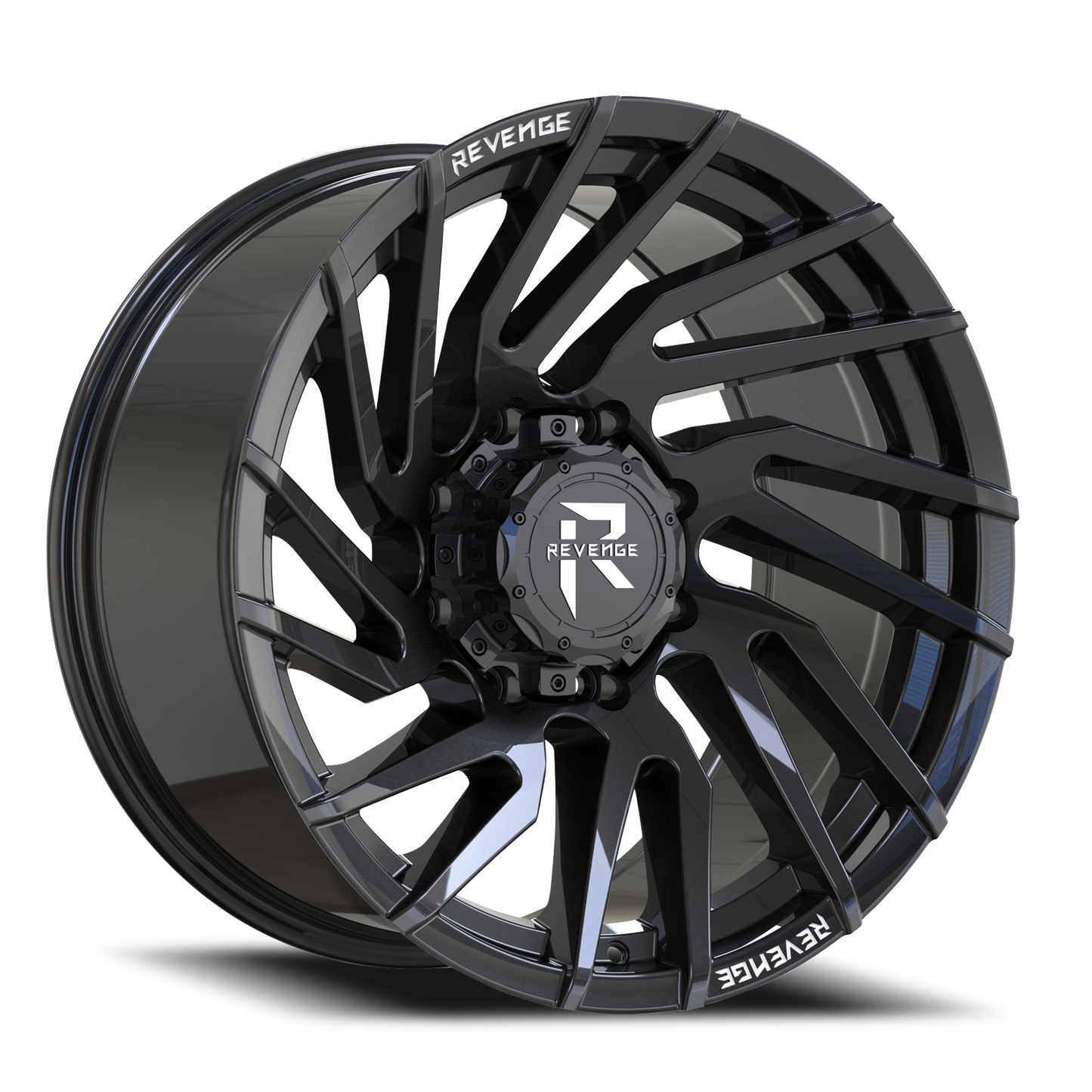 REVENGE OFFROAD RV207 20X10 -19 8X165.1 GLOSS BLACK RIVETS