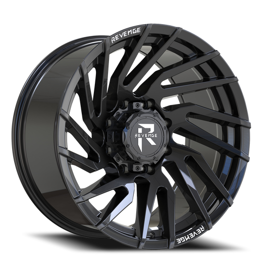 REVENGE OFFROAD RV207 20X9 0 8X180 GLOSS BLACK RIVETS
