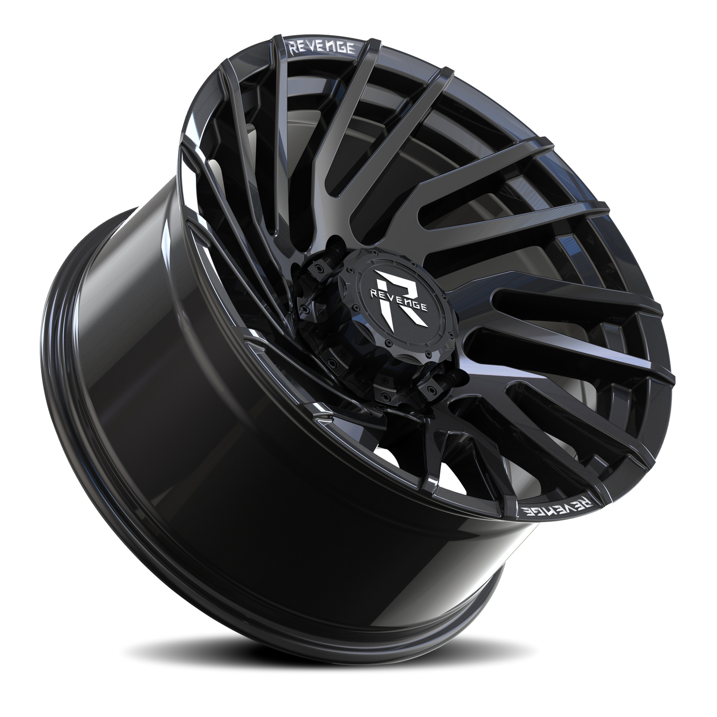 REVENGE OFFROAD RV207 20X9 0 8X165.1 GLOSS BLACK RIVETS