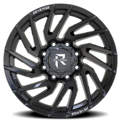 REVENGE OFFROAD RV207 20X9 0 8X180 GLOSS BLACK RIVETS