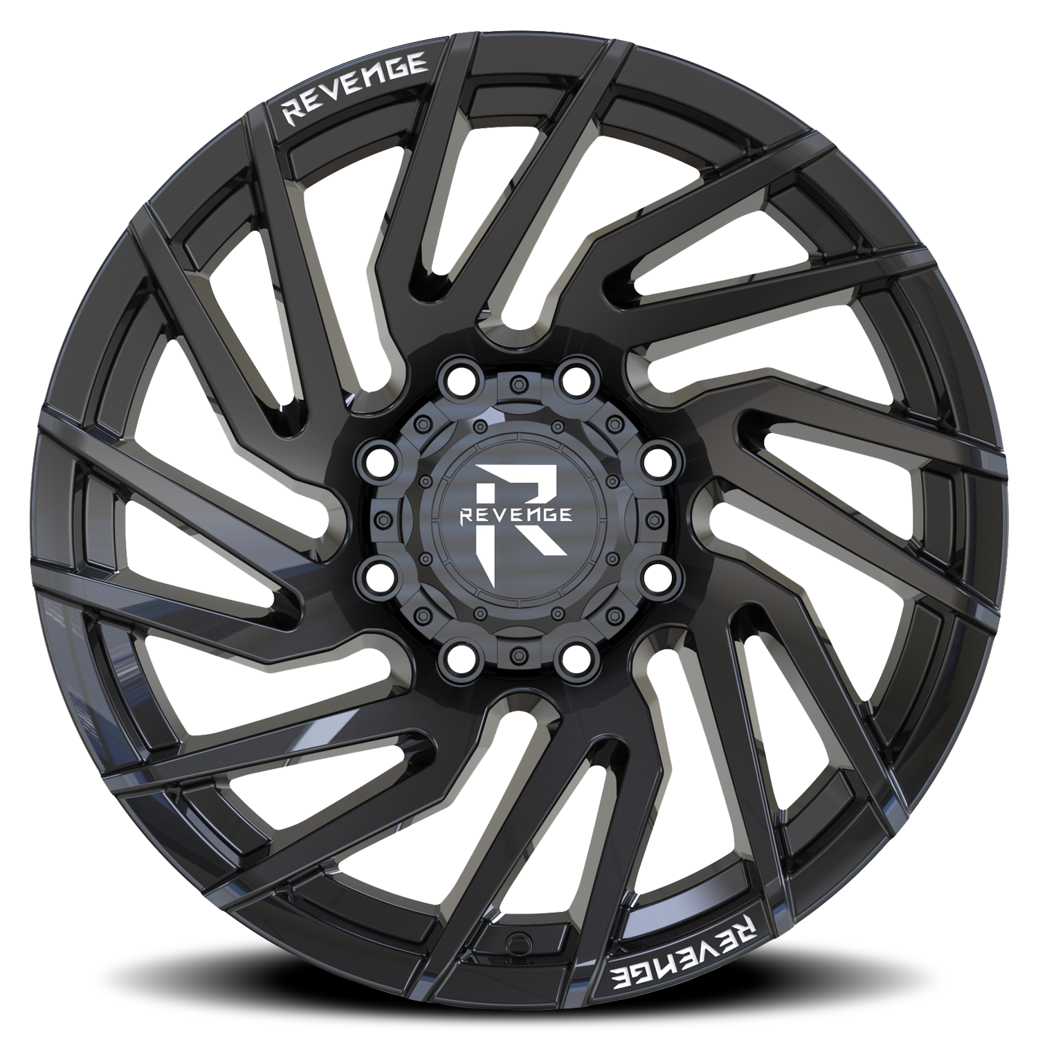 REVENGE OFFROAD RV207 20X9 0 8X165.1 GLOSS BLACK RIVETS