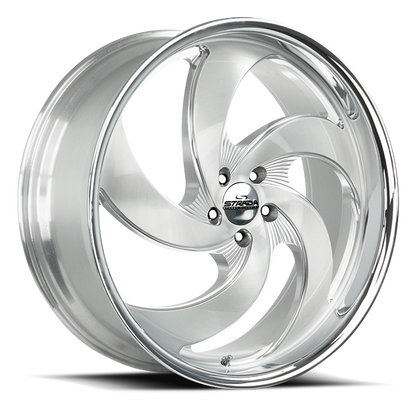 STRADA STREET CLASSICS C05 RETRO 5 22X10 20MM 5X115 BRUSHED FACE SILVER MILLED SS | C05251520DBFSMLSS