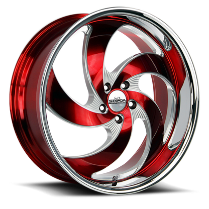 STRADA STREET CLASSICS C05 RETRO 5 22X10 40MM 5X120 CANDY RED MILLED SS LIP | C05252040DRMLSS