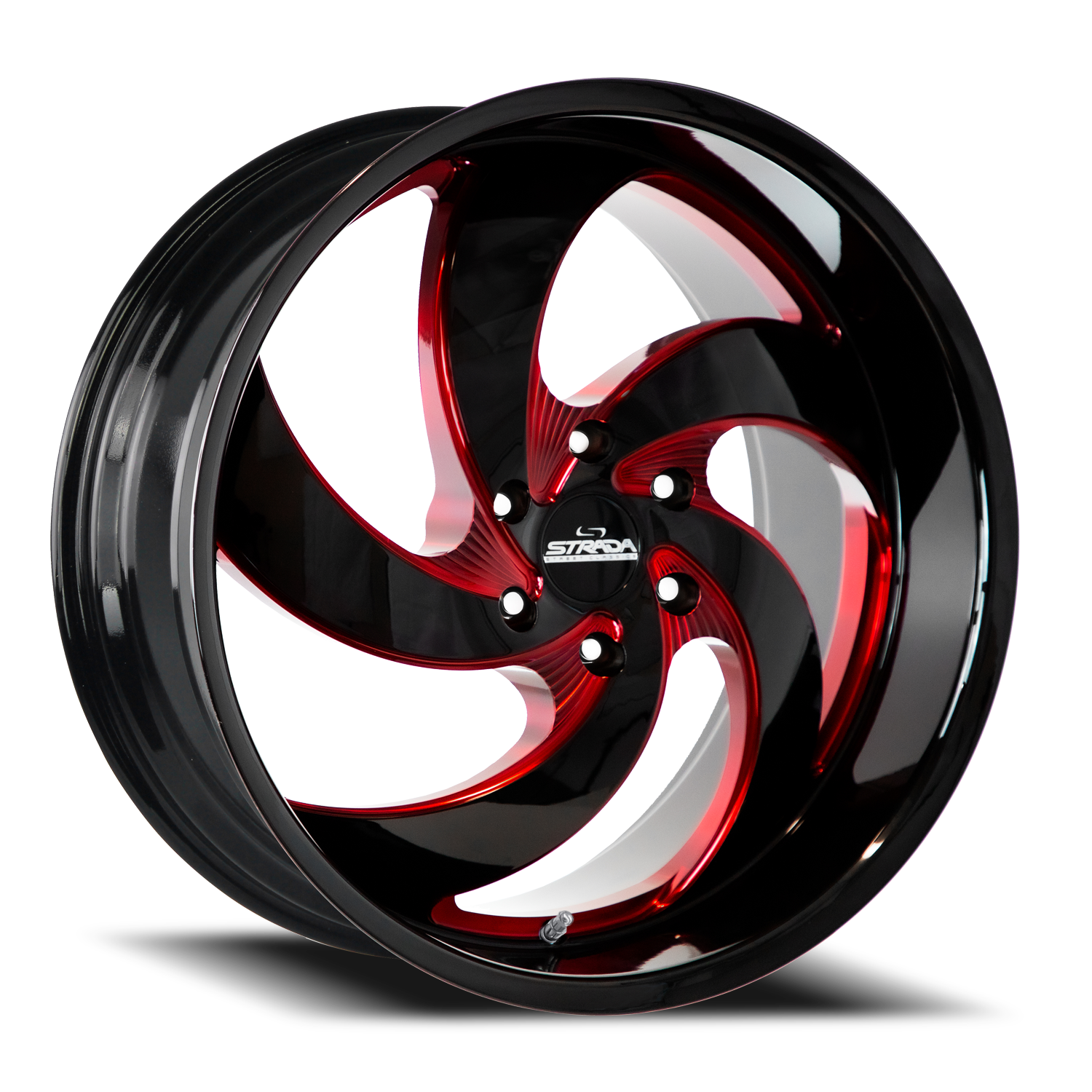 STRADA STREET CLASSICS C05 RETRO 5 20X8.5 35MM 5X114.3 GLOSS BLACK CANDY RED MILLED | C05051435GBMLR