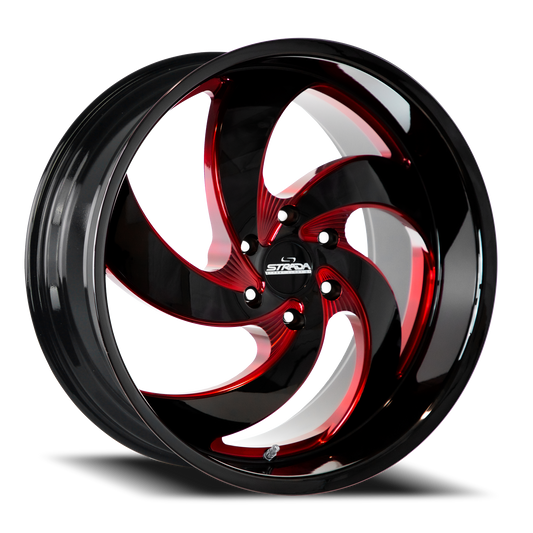 STRADA STREET CLASSICS C05 RETRO 5 20X8.5 35MM 5X114.3 GLOSS BLACK CANDY RED MILLED | C05051435GBMLR