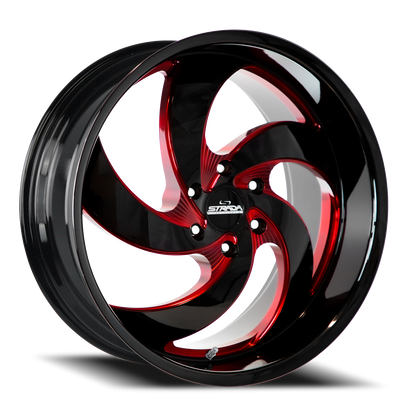 STRADA STREET CLASSICS C05 RETRO 5 22X9 35MM 5X114.3 GLOSS BLACK CANDY RED MILLED | C05251435GBMLR