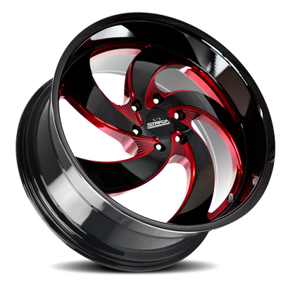 STRADA STREET CLASSICS C05 RETRO 5 20X8.5 35MM 5X120 GLOSS BLACK CANDY RED MILLED | C05052035GBMLR