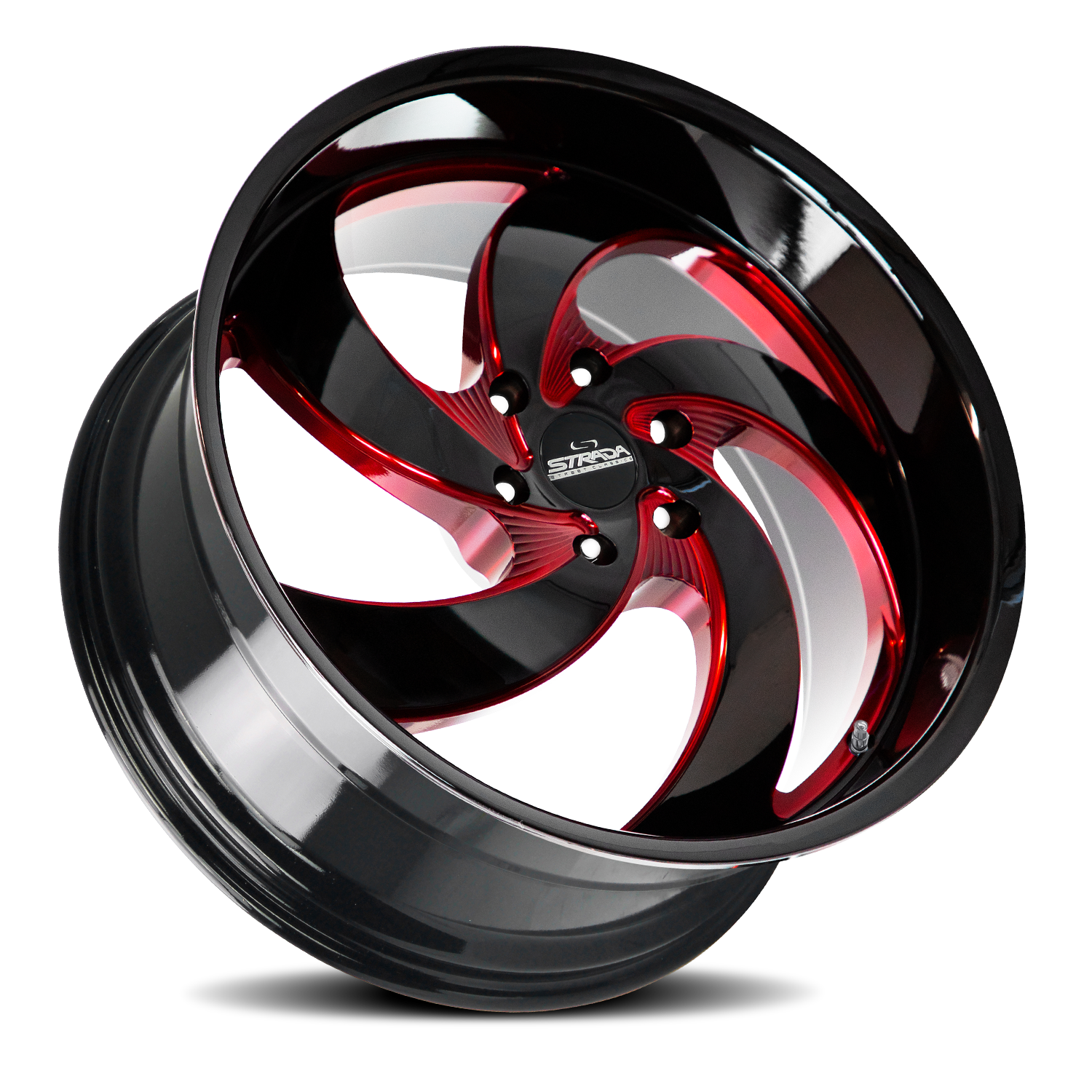 STRADA STREET CLASSICS C05 RETRO 5 22X10 24MM 6X139.7 GLOSS BLACK CANDY RED MILLED | C05263924DGBMLR