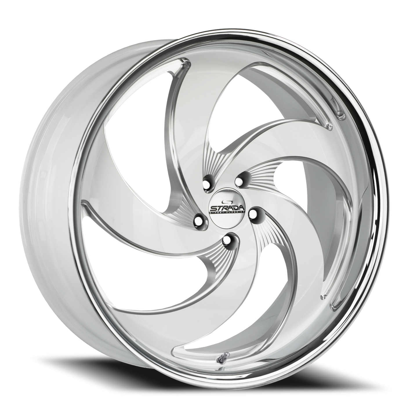 STRADA STREET CLASSICS C05 RETRO 5 22X9 15MM 5X115 GLOSS WHITE MILLED SS LIP | C05251515WMLSS