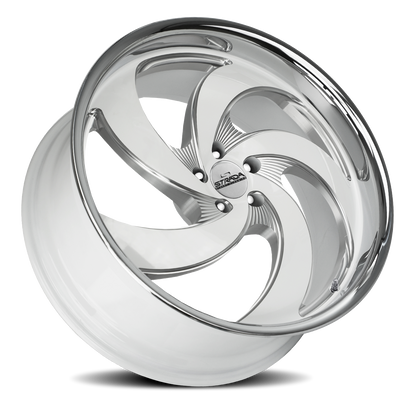 STRADA STREET CLASSICS C05 RETRO 5 22X10 24MM 6X139.7 GLOSS WHITE MILLED SS LIP | C05263924DWMLSS