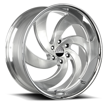 STRADA STREET CLASSICS C06 RETRO 6 24X10 15MM 5X127 BRUSHED FACE SILVER MILLED SS | C06452715BFSMLSS