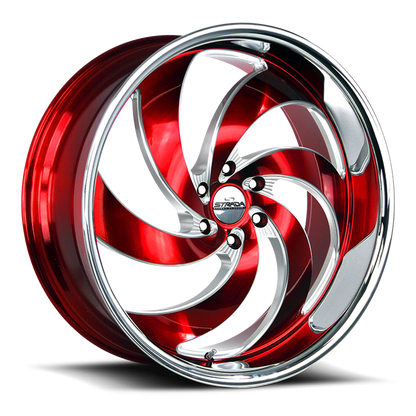 STRADA STREET CLASSICS C06 RETRO 6 24X10 15MM 5X115 CANDY RED MILLED SS LIP | C06451515RMLSS
