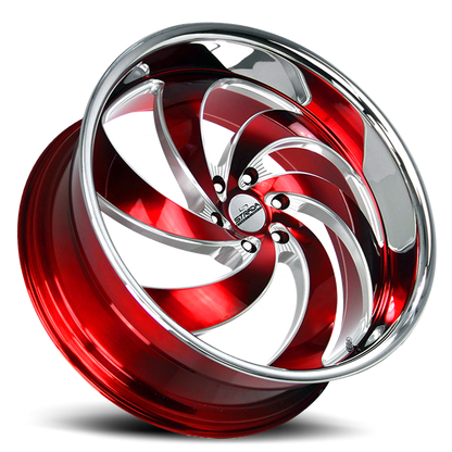 STRADA STREET CLASSICS C06 RETRO 6 24X10 15MM 5X115 CANDY RED MILLED SS LIP | C06451515RMLSS