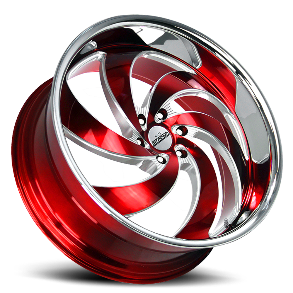 STRADA STREET CLASSICS C06 RETRO 6 24X10 15MM 5X127 CANDY RED MILLED SS LIP | C06452715RMLSS