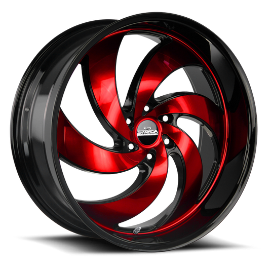 STRADA STREET CLASSICS C06 RETRO 6 24X10 24MM 6X139.7 GLOSS BLACK CANDY RED MACHINE | C06463924GBMR