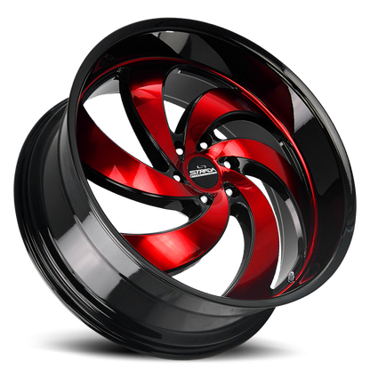 STRADA STREET CLASSICS C06 RETRO 6 24X10 24MM 6X139.7 GLOSS BLACK CANDY RED MACHINE | C06463924GBMR