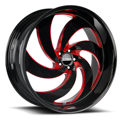 STRADA STREET CLASSICS C06 RETRO 6 24X10 15MM 5X115 GLOSS BLACK CANDY RED MILLED | C06451515GBMLR