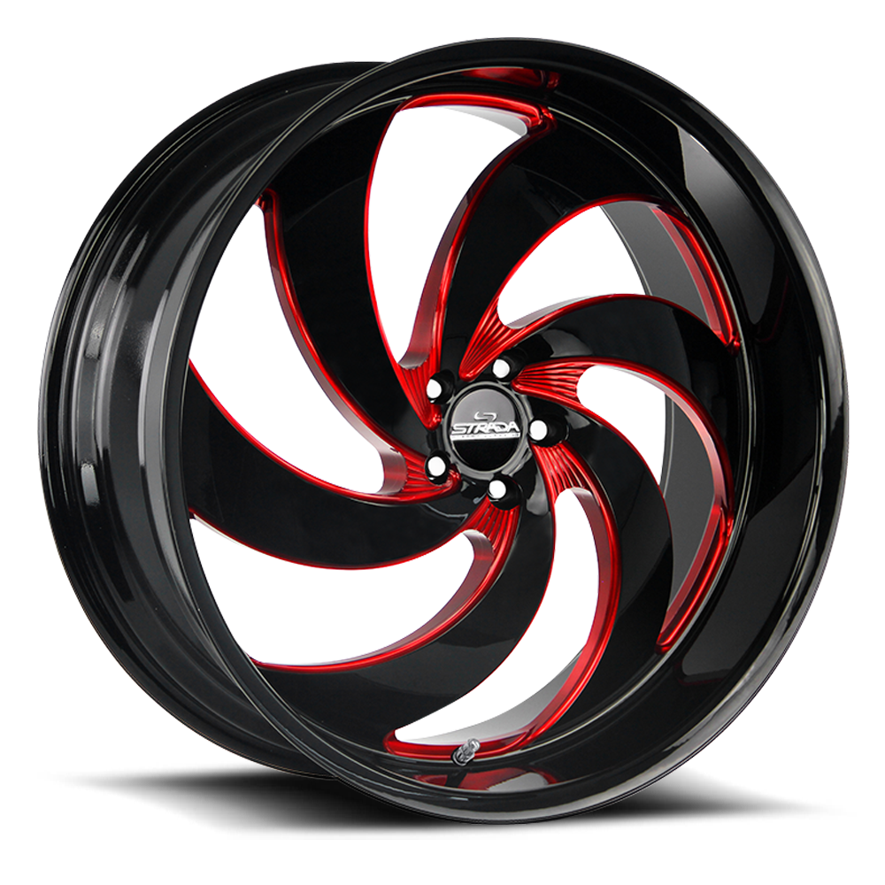 STRADA STREET CLASSICS C06 RETRO 6 24X10 25MM 5X120 GLOSS BLACK CANDY RED MILLED | C06452025GBMLR