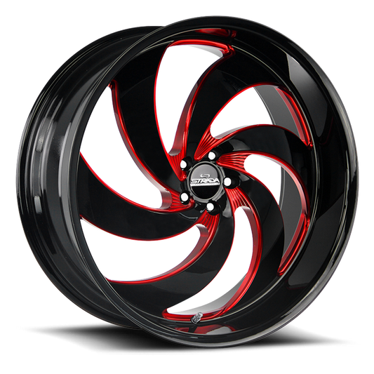 STRADA STREET CLASSICS C06 RETRO 6 24X10 25MM 5X120 GLOSS BLACK CANDY RED MILLED | C06452025GBMLR
