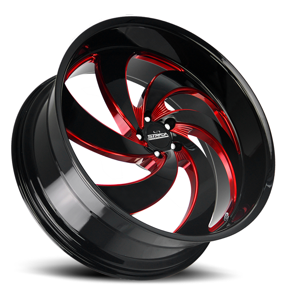 STRADA STREET CLASSICS C06 RETRO 6 24X10 15MM 5X127 GLOSS BLACK CANDY RED MILLED | C06452715GBMLR