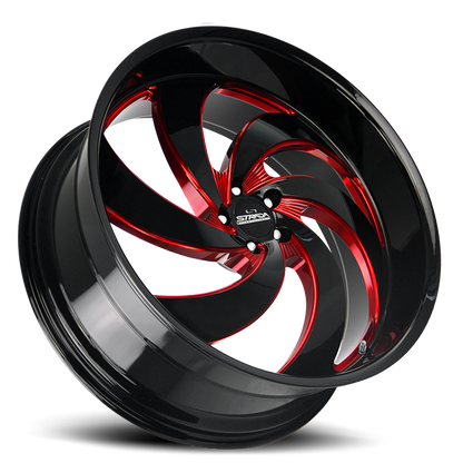 STRADA STREET CLASSICS C06 RETRO 6 24X10 25MM 5X120 GLOSS BLACK CANDY RED MILLED | C06452025GBMLR