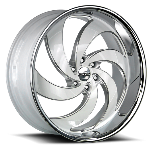 STRADA STREET CLASSICS C06 RETRO 6 24X10 24MM 6X139.7 GLOSS WHITE MILLED SS LIP | C06463924WMLSS