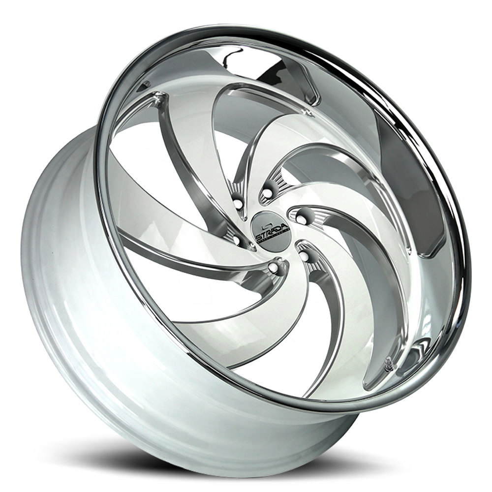 STRADA STREET CLASSICS C06 RETRO 6 24X10 24MM 6X139.7 GLOSS WHITE MILLED SS LIP | C06463924WMLSS